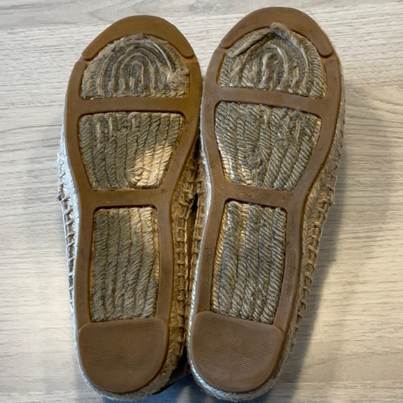 Tory Burch Color Block Espadrille Flat Canvas Tan Red- Size 7 Medium - Picture 11 of 16